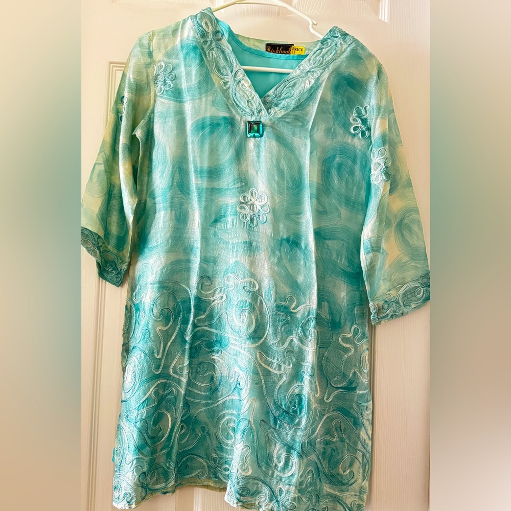 Custom made silk kurti/ tunic/ top with thread embroidery